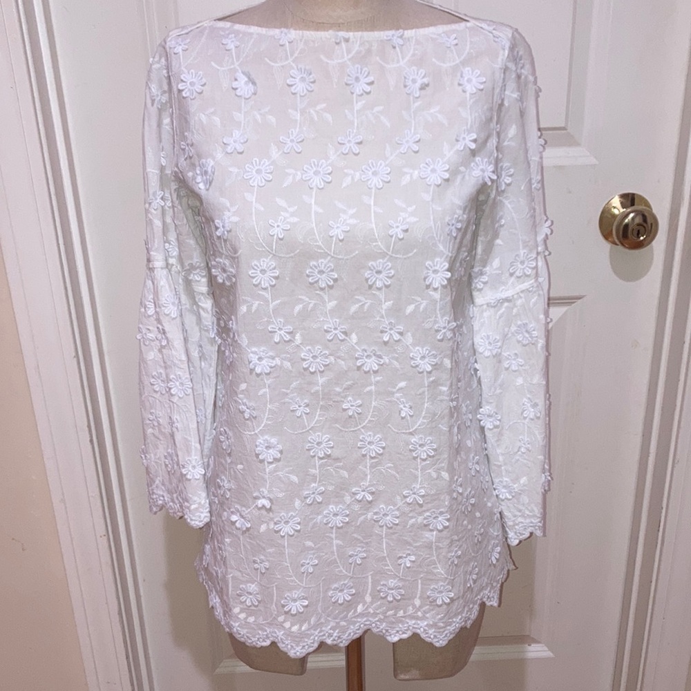White Cotton Blouse/Tunic Soft Surroundings NWT!